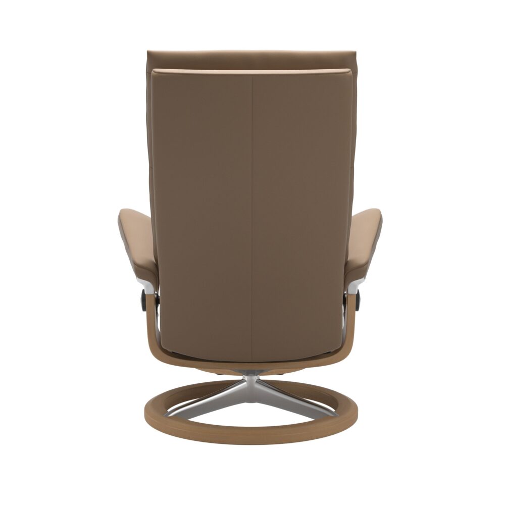 Stressless Aura Signature Base Paloma Leather Tan Light Almond Aluminium Metal Oak Wood