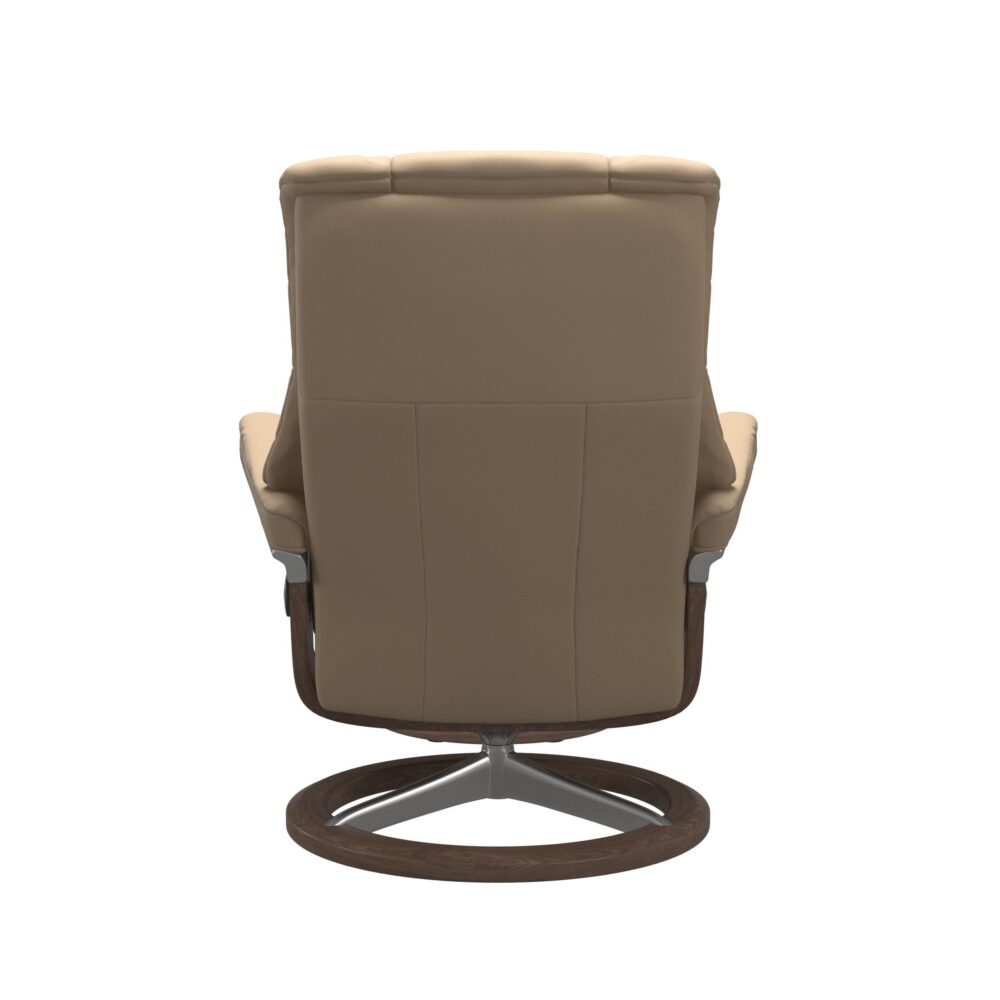 Stressless Mayfair Signature Base Recliner with Paloma Beige Light brown Leather Polished Aluminium Metal Brown Walnut Wood