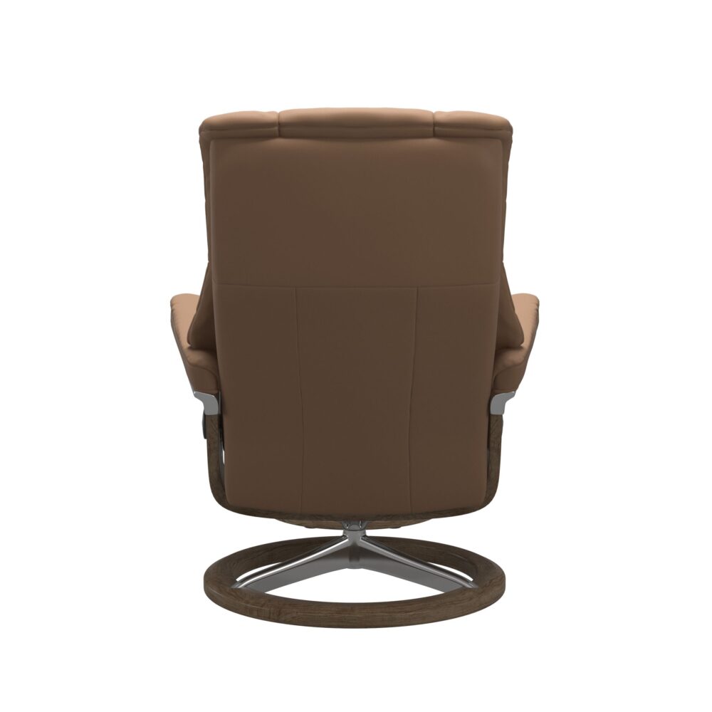 Stressless Mayfair Signature Base Recliner with Paloma Brown Funghi Leather Polished Aluminium Metal Brown Smoked Oak Wood