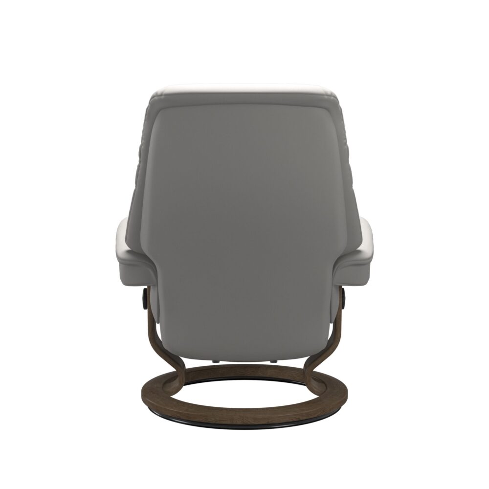 Stressless Sunrise Recliner Chair with Classic Base in Smoked Oak and Batick Platinum Grey