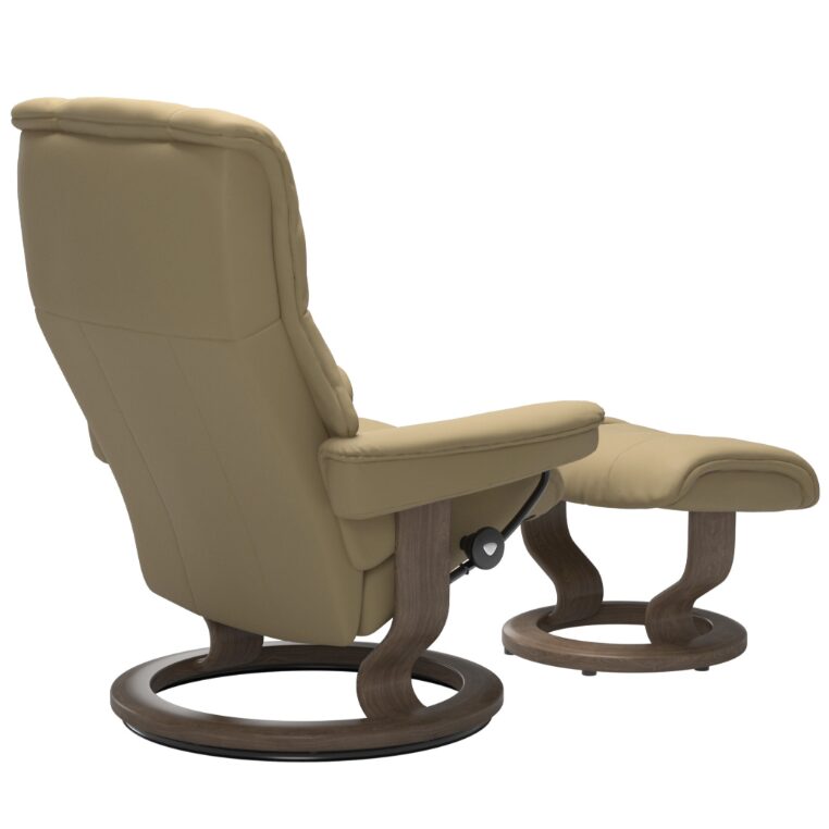 Stressless Mayfair Recliner Classic Base Walnut with Paloma leather Light Tan Sand