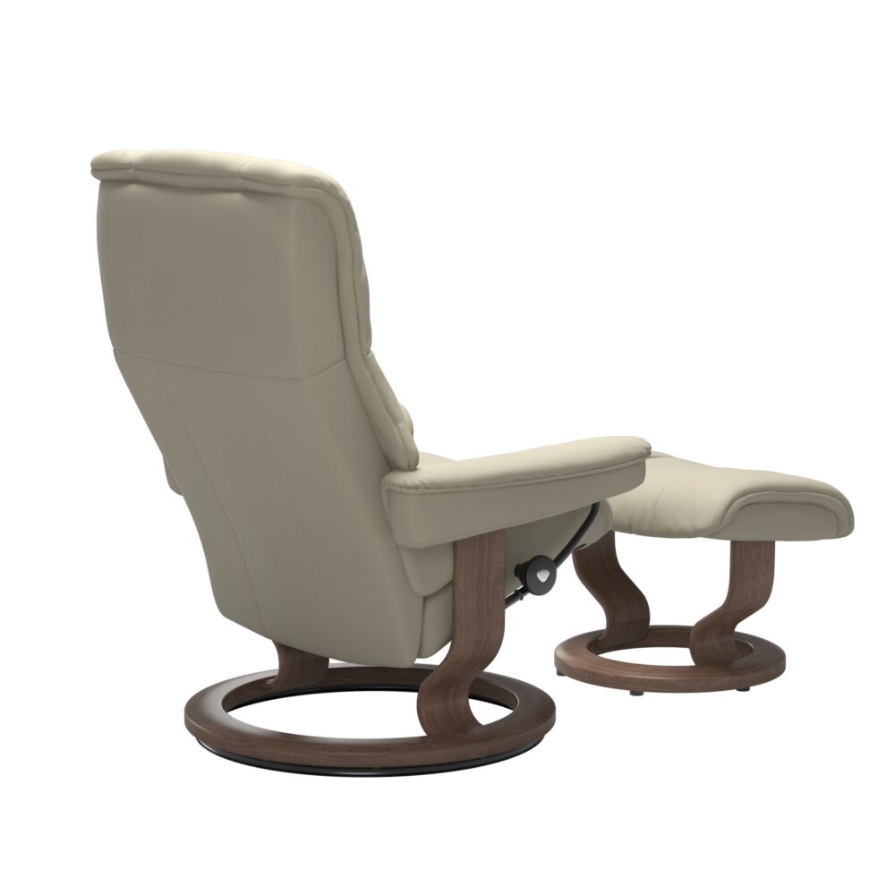 Stressless Mayfair Recliner Classic Base Walnut with Paloma leather Light Grey White