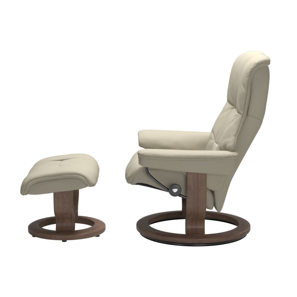Stressless Mayfair Recliner Classic Base Walnut with Paloma leather Light Grey White