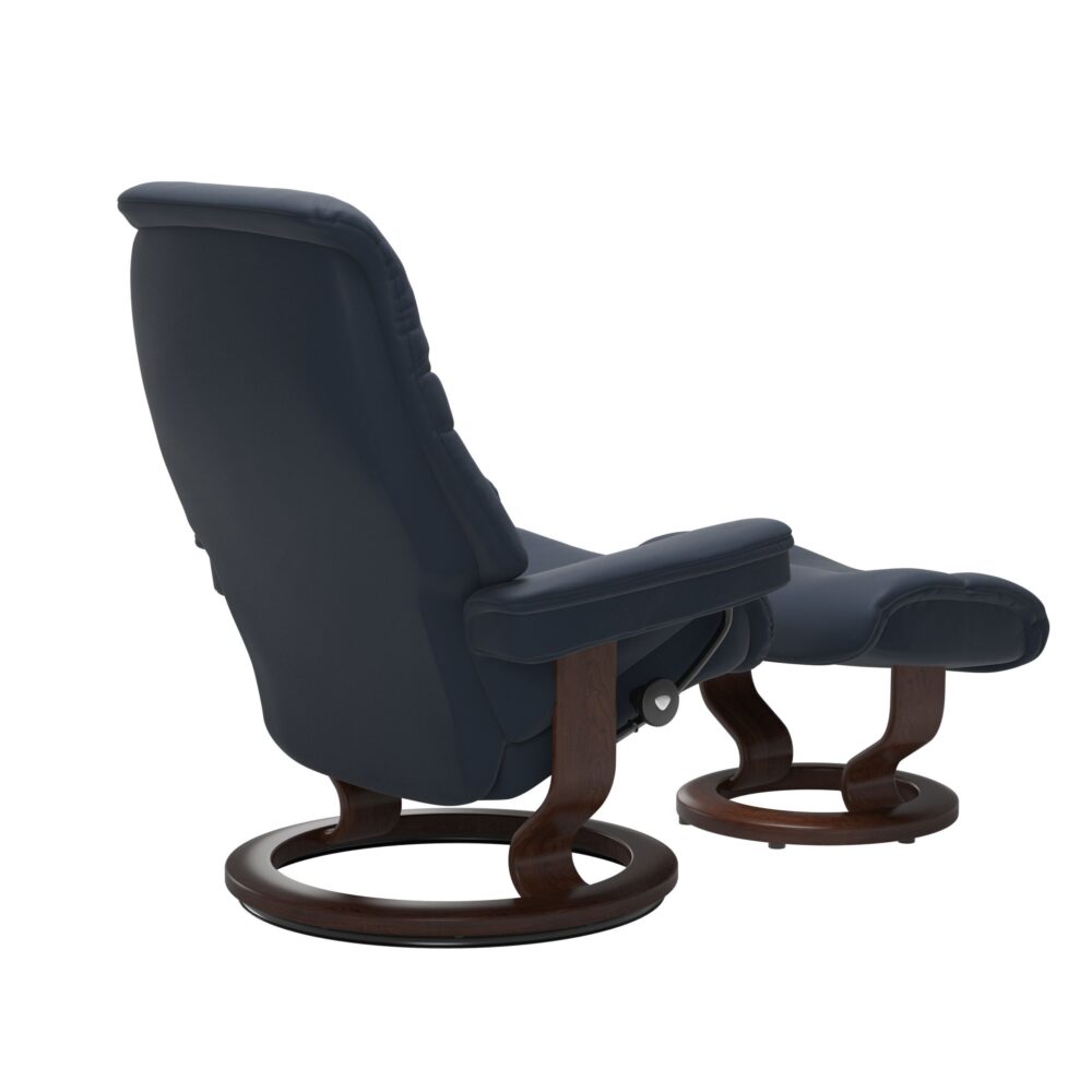 Stressless Sunrise Recliner Classic Base Brown with Paloma leather Dark Blue