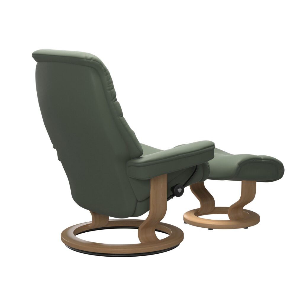 Stressless Sunrise Recliner Classic Base oak thyme green leather