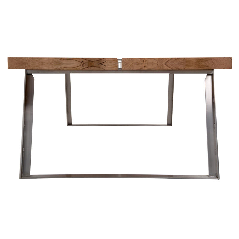 Sven wooden top dining table with silver metal legs