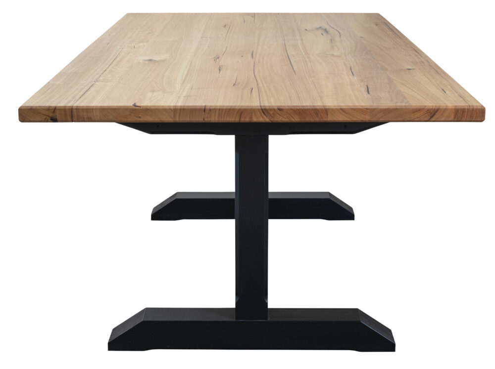 Refectory table solid timber with timber base stained black made in Australia