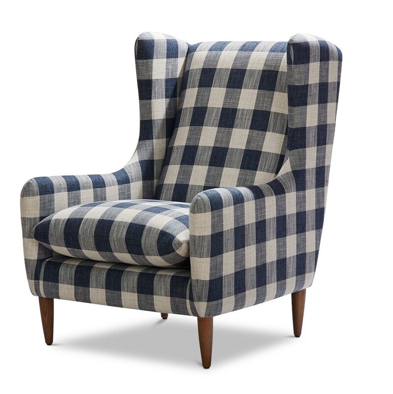 Heaton armchair - arlington indigo fabric - side