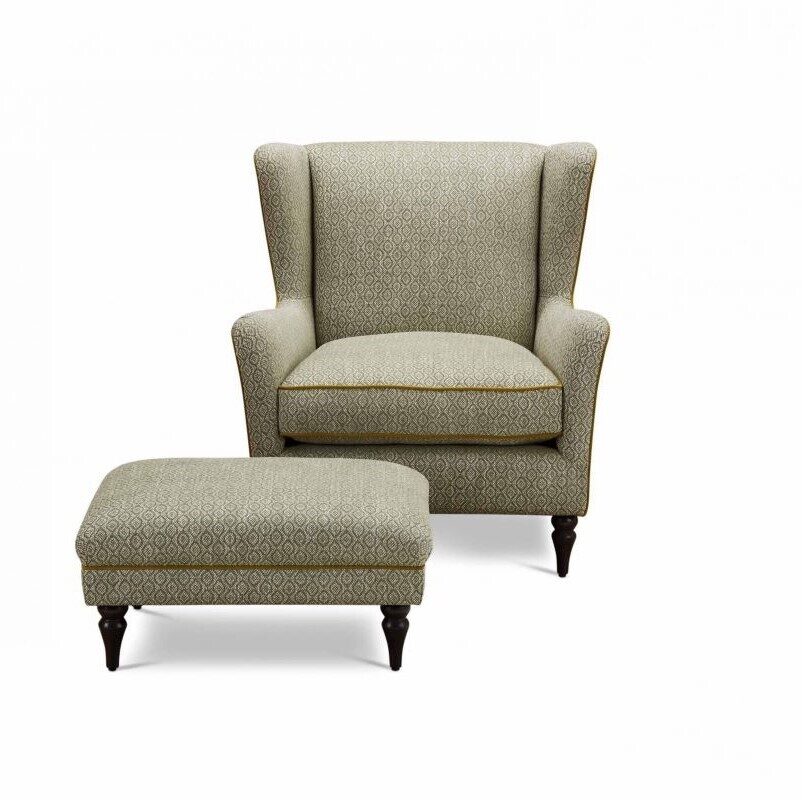 Hadleigh wing lounge chair with ottoman - fabric couches