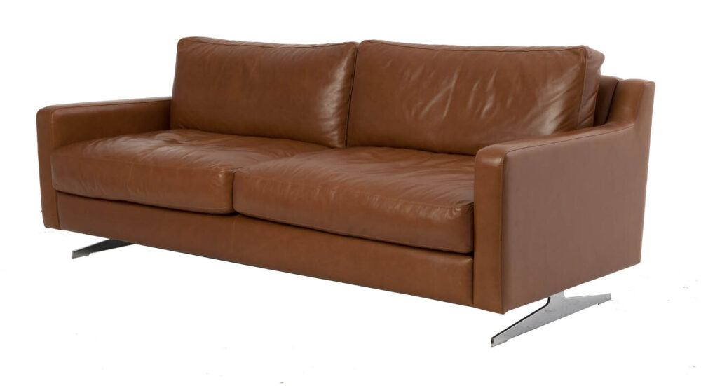 Newport Aston leather lounge adelaide with steel legs - Australian made furniture