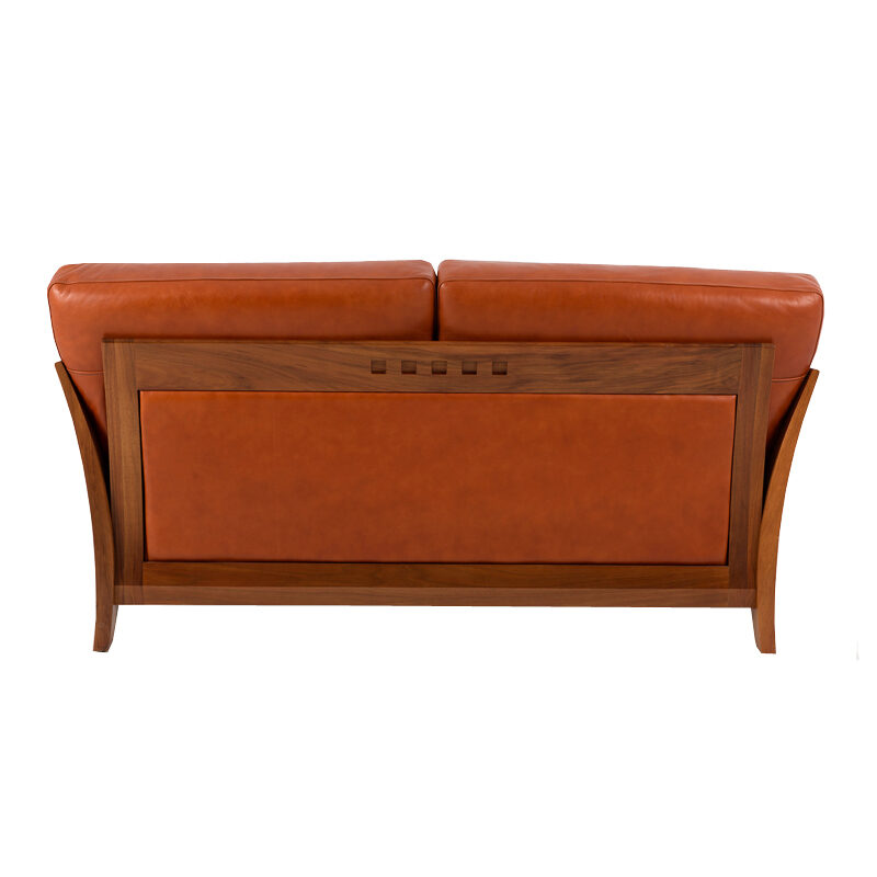 Chess Timber leather lounges adelaide - backrest detail