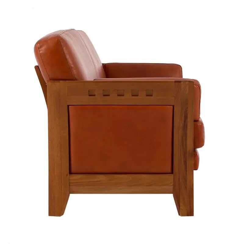 Chess Timber 2 seater leather lounge adelaide - armrest detail
